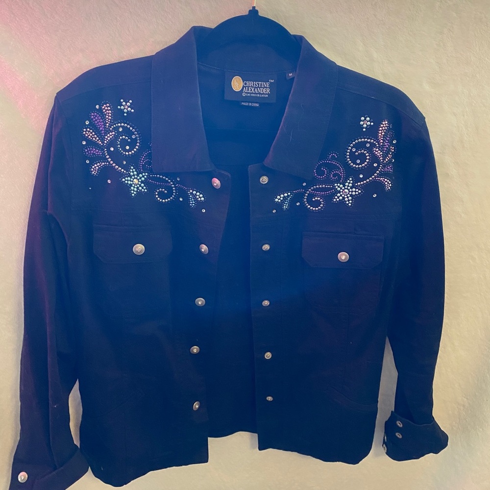 Christine Alexander denim bling jacket size Medium